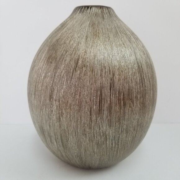 Import Collection Small Etched Ceramic Vase Stainless Steel/Silver Finish/Color - Picture 5 of 6